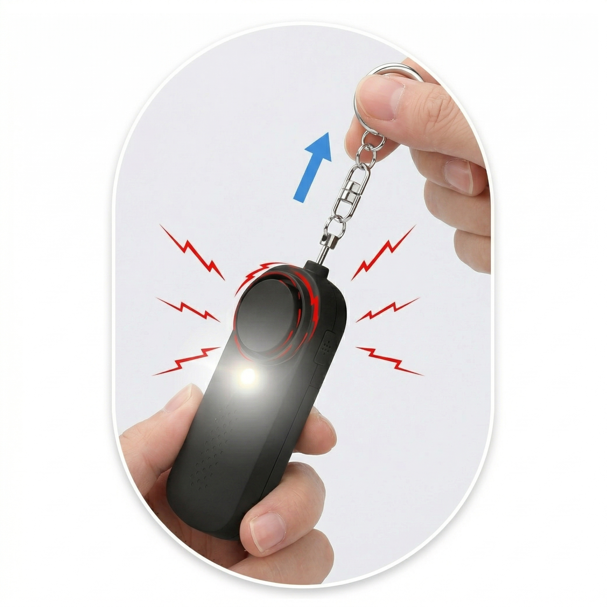 Pulling the pin to activate the personal alarm
